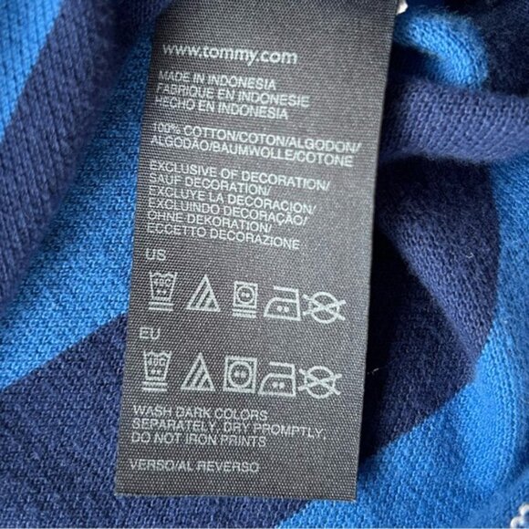 Tommy Hilfiger ~ Polo ~ Boys Size 4T ~ Blue Green White Stripes - Picture 4 of 7